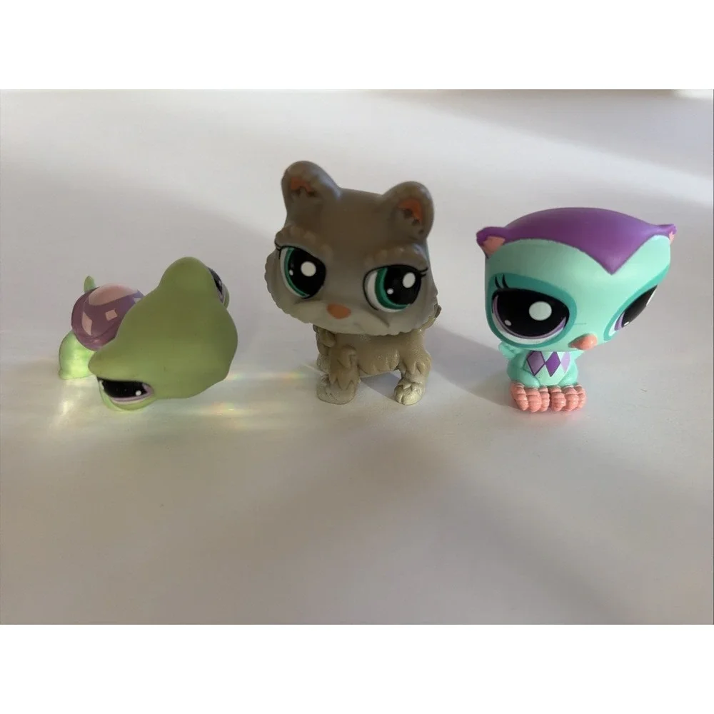 Littlest Pet Shop Set Of 3 - Turtle, Dog, Owl